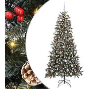 vidaXL Artificial Christmas Tree Green 129.5 x 129.5 x 240 cm, Living Room, Cone-Shaped Modern Decorative Christmas Tree, Pre-Lit Indoor with Warm White Lights for Holiday Decor