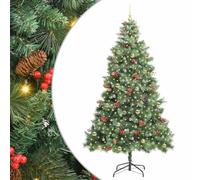 vidaXL Artificial Christmas Tree Green 240 cm PVC and Metal, Artificial Tree, Modern Design, LED Lighting, Usb Powered, Decorating Indoor, Outdoor Christmas, Cone Shaped Winter Decor