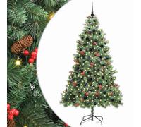 vidaXL Artificial Christmas Tree Green 240 cm PVC and Metal, Artificial Tree, Modern Design, LED Lighting, Usb Powered, Decorating Indoor, Outdoor Christmas, Cone Shaped Winter Decor