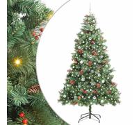 vidaXL Artificial Christmas Tree Green 240 cm PVC and Metal, Artificial Tree, Modern Design, LED Lighting, Usb Powered, Decorating Indoor, Outdoor Christmas, Cone Shaped Winter Decor