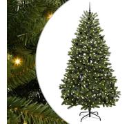 vidaXL Artificial Christmas Tree Green 240 cm PVC and Metal, Living Room, Minimalist Christmas Tree, LED Lit, Seasonal Decor, Indoor, Stylish Holiday Decoration, PVC