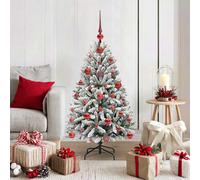 vidaXL Artificial Christmas Tree Green and White 120 cm PVC and Metal