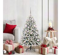 vidaXL Artificial Christmas Tree Green and White 120 cm PVC and Metal