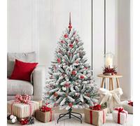 vidaXL Artificial Christmas Tree Green and White 150 cm PVC and Metal