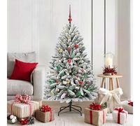 vidaXL Artificial Christmas Tree Green and White 150 cm PVC and Metal