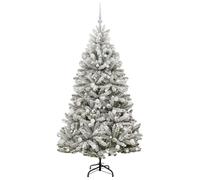 vidaXL Artificial Christmas Tree Green and White 180 cm PVC and Metal
