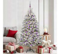 vidaXL Artificial Christmas Tree Green and White 180 cm PVC and Metal