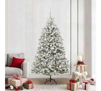 vidaXL Artificial Christmas Tree Green and White 210 cm PVC and Metal