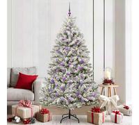 vidaXL Artificial Christmas Tree Green and White 210 cm PVC and Metal