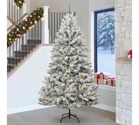 vidaXL Artificial Christmas Tree Green and White 270 cm PVC and Metal