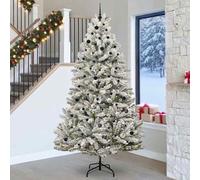 vidaXL Artificial Christmas Tree Green and White 270 cm PVC and Metal
