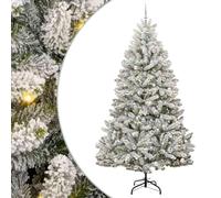 vidaXL Artificial Christmas Tree Green and White 270 cm PVC and Metal, Living Room, Minimalist Christmas Tree, LED Lit, Seasonal Decor, Indoor, Stylish Holiday Decoration, PVC