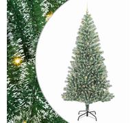 vidaXL Artificial Christmas Tree Snow Flocked with LED Light 240 cm, Artificial Christmas Tree, Cone-Shaped, Modern Holiday Decor, LED Light, Indoor, Durable Decorative