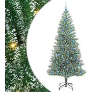 vidaXL Artificial Christmas Tree Snow Flocked with LED Light 240 cm, Artificial Christmas Tree, Cone-Shaped, Modern Holiday Decor, LED Light, Indoor, Durable Decorative