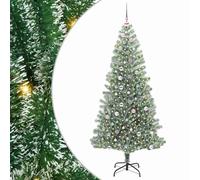 vidaXL Artificial Christmas Tree Snow Flocked with LED Light 240 cm, Artificial Christmas Tree, Cone-Shaped, Modern Holiday Decor, LED Light, Indoor, Durable Decorative