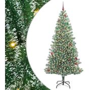 vidaXL Artificial Christmas Tree Snow Flocked with LED Light 240 cm, Artificial Christmas Tree, Cone-Shaped, Modern Holiday Decor, LED Light, Indoor, Durable Decorative