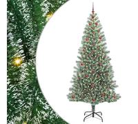 vidaXL Artificial Christmas Tree Snow Flocked with LED Light 240 cm, Artificial Christmas Tree, Cone-Shaped, Modern Holiday Decor, LED Light, Indoor, Durable Decorative