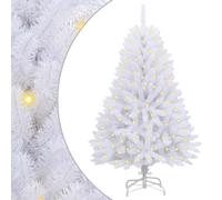 vidaXL Artificial Christmas Tree White 120 cm PVC and Metal, Artificial Christmas Tree, Modern Cone-Shaped Design, Eco-Friendly Decor, LED Light, Indoor Holiday Decoration, Easy Setup