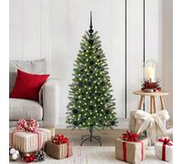vidaXL Artificial Christmas Tree with 150 LEDs with Black Balls Green 120 cm PE and PVC, Green