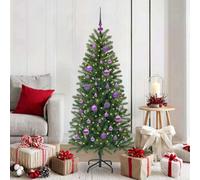 vidaXL Artificial Christmas Tree with 150 LEDs, Lilac Balls Green 150 x 75 cm PE and PVC, Green