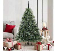 vidaXL Artificial Christmas Tree with 150 LEDs and Black Balls Snow Flocked Green 150 cm PE and PVC, Green