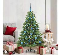 vidaXL Artificial Christmas Tree with 150 LEDs and Blue Balls Green 150 cm PE and PVC, Green