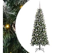 vidaXL Artificial Christmas Tree with 150 LEDs Green 66 x 66 x 150 cm, Living Room, Modern Cone-Shaped Tree, LED Lighting, Artificial Evergreen, Seasonal Decor, Holiday Christmas Decoration