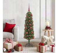 vidaXL Artificial Christmas Tree with 150 LEDs, Red Balls with Stand Green 120 cm, Green