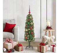 vidaXL Artificial Christmas Tree with 150 LEDs, Multicolour Balls with Stand Green 120 cm, Green