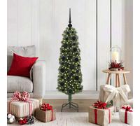 vidaXL Artificial Christmas Tree with 150 LEDs, Black Balls with Stand Green 120 cm, Green