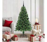 vidaXL Artificial Christmas Tree with 150 LEDs and Black Balls with Stand Green 150 cm, Green