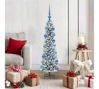 vidaXL Artificial Christmas Tree with 150 LEDs, Blue Balls Green and white 120 cm, Green