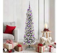 vidaXL Artificial Christmas Tree with 150 LEDs, Lilac Balls Green and white 150 cm, Green