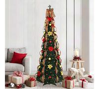 vidaXL Artificial Christmas Tree with 200 LEDs Green 215 cm PVC