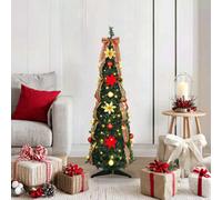 vidaXL Artificial Christmas Tree with 50 LEDs and Decoration Green 120 cm PVC, Green