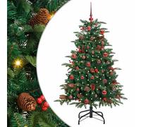vidaXL Artificial Christmas Tree with LED Strip Lights Green 150 cm, Living Room, Modern Cone-Shaped USB Christmas Tree, Minimalist Green Indoor Decor, Seasonal Holiday, PVC
