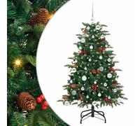 vidaXL Artificial Christmas Tree with LED Strip Lights Green 150 cm, Living Room, Modern Cone-Shaped USB Christmas Tree, Minimalist Green Indoor Decor, Seasonal Holiday, PVC