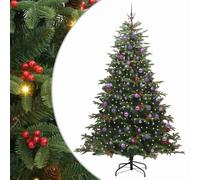 vidaXL Artificial Christmas Tree with LED Strip Lights Green 240 cm, Living Room, Modern Cone-Shaped USB Christmas Tree, Minimalist Green Indoor Decor, Seasonal Holiday, PVC