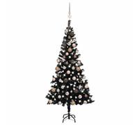 vidaXL Artificial Christmas Tree with LEDs and Ball Set, PVC Christmas decor, Black Colour, 120 cm