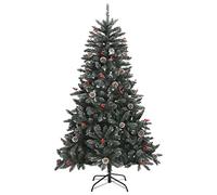 vidaXL Artificial Christmas Tree with Stand and Snow Decoration | Green | 120 cm | Steel & PVC | Festive Holiday Decor | Home & Office
