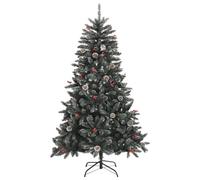 vidaXL Artificial Christmas Tree with Stand and Snow Decoration | Green | 120 cm | Steel & PVC | Festive Holiday Decor | Home & Office