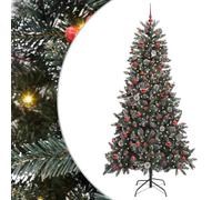 vidaXL Artificial Christmas Tree with Stand Green 114 x 114 x 210 cm, Living Room, Cone-Shaped Modern Decorative Christmas Tree, Pre-Lit Indoor with Warm White Lights for Holiday Decor