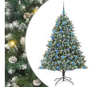 vidaXL Artificial Christmas Tree with Stand Green 126 x 126 x 180 cm, Artificial Christmas Trees, Cone-Shaped, Modern Holiday Decorations, LED Light Tree, Indoor and Outdoor Decor Sets