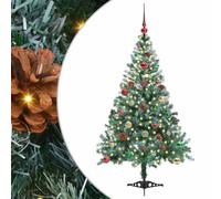 vidaXL Artificial Christmas Tree with Stand Green 150 cm PVC and Steel, Cone-Shaped Christmas Decoration, Durable PVC Decor, Warm White Lights, Modern Indoor Ornament, Festive Living Room Adornment