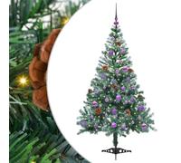 vidaXL Artificial Christmas Tree with Stand Green 150 cm PVC and Steel, Cone-Shaped Christmas Decoration, Durable PVC Decor, Warm White Lights, Modern Indoor Ornament, Festive Living Room Adornment