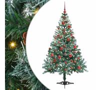 vidaXL Artificial Christmas Tree with Stand Green 150 cm PVC and Steel, Cone-Shaped Christmas Decoration, Durable PVC Decor, Warm White Lights, Modern Indoor Ornament, Festive Living Room Adornment