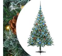 vidaXL Artificial Christmas Tree with Stand Green 150 cm PVC and Steel, Cone-Shaped Christmas Decoration, Durable PVC Decor, Warm White Lights, Modern Indoor Ornament, Festive Living Room Adornment