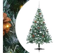 vidaXL Artificial Christmas Tree with Stand Green 150 cm PVC and Steel, Cone-Shaped Christmas Decoration, Durable PVC Decor, Warm White Lights, Modern Indoor Ornament, Festive Living Room Adornment