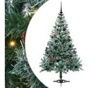 vidaXL Artificial Christmas Tree with Stand Green 150 cm PVC and Steel, Cone-Shaped Christmas Decoration, Durable PVC Decor, Warm White Lights, Modern Indoor Ornament, Festive Living Room Adornment