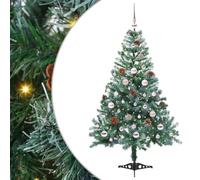 vidaXL Artificial Christmas Tree with Stand Green 150 cm PVC and Steel, Cone-Shaped Christmas Decoration, Durable PVC Decor, Warm White Lights, Modern Indoor Ornament, Festive Living Room Adornment